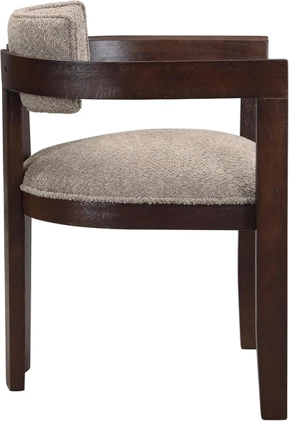 Christopher Knight Home Falcon Boucle Fabric Upholstered Dining Chairs Set of 2, Modern Wooden Dining, Curved Backrest Kitchen Side Chair,Living Room Extra Seat, Espresso