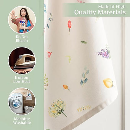 Maison d'Hermine Dish Towels 100% Cotton Absorbent Botanical Fresh Set of 3 Spring Summer