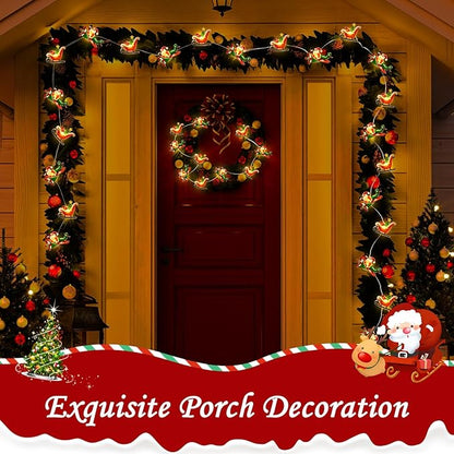 Coquimbo Christmas Lights Indoor Decorations, 10FT 30 LED Santa Claus Sleigh Christmas Tree String Lights Fairy Lights for Home Decor Xmas Tree Indoor Outdoor Holiday Party Decorations
