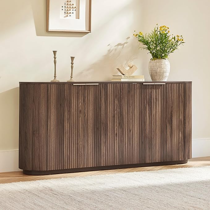 CHITA 70" Sideboard Buffet Cabinet with Storage, Living Room Accent Cabinet with Doors and Adjustable Shelves, for Bar, Kitchen, Walnut