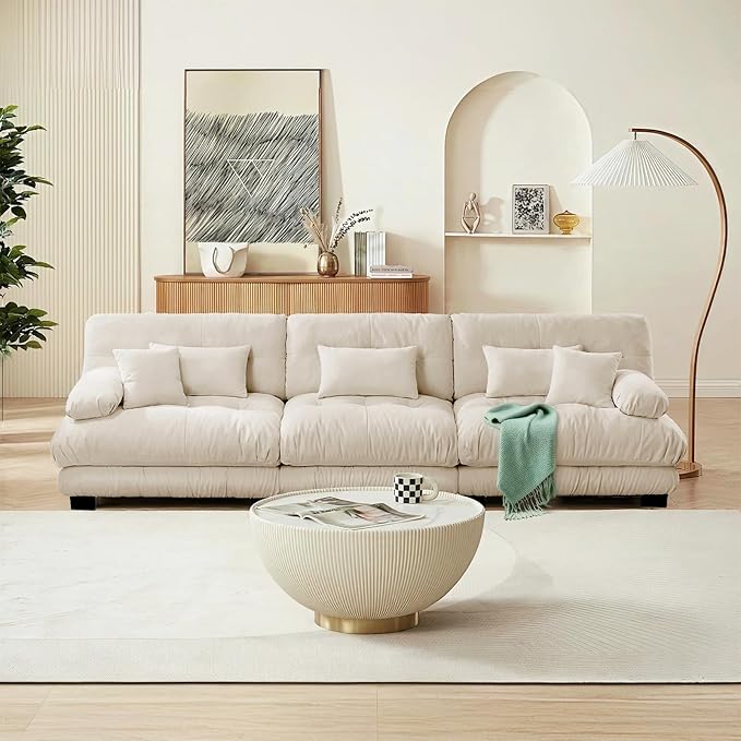 SoarFlash 133.8” Sectional Sofa 3 Seat Couch, L Shaped Modern Sofa with Solid Wood Legs, Couches Sofas for Living Room Apartment, Comfortable Small Couches for Small Spaces, Camel