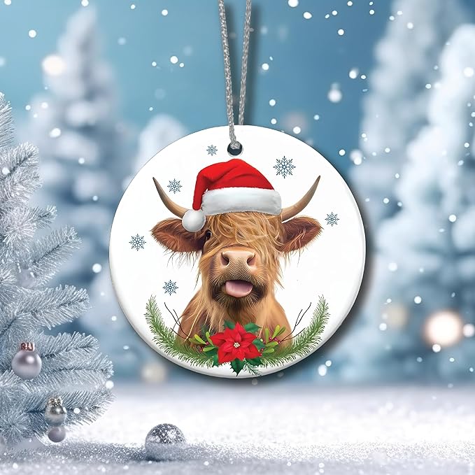 Ornaments Highland Cow Gifts for Women, Farmhouse Christmas Cow Decor, Christmas Tree Ornament, Friendship Elephant Ornament, Highland Cow Gifts, Highland Cow Decor