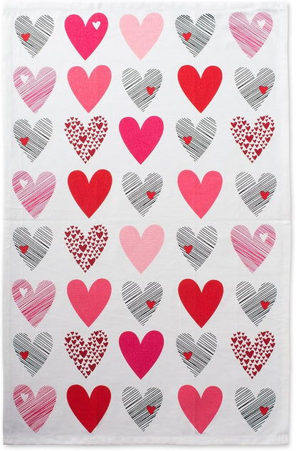 DII Valentine Kitchen Dish Towels Set of 2 Decorative Tea Towels 18x28 Hearts Collage