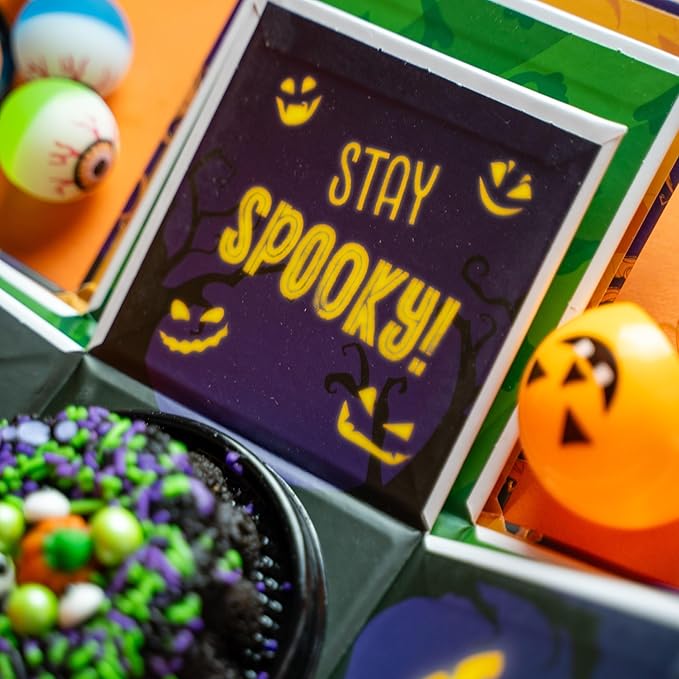 Send A Cake Wicked Halloween Explosion Gift Bundle – Spooky Surprise Box with Flying Bats, 3" Chocolate Witch Cauldron Cake, Music & Lights – Fun Halloween Treat for Kids & Adults