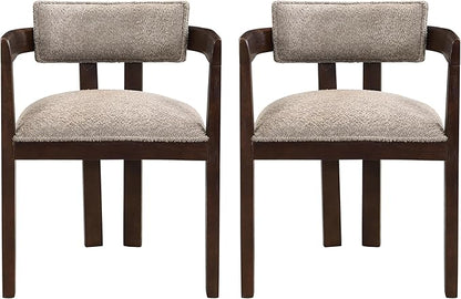 Christopher Knight Home Falcon Boucle Fabric Upholstered Dining Chairs Set of 2, Modern Wooden Dining, Curved Backrest Kitchen Side Chair,Living Room Extra Seat, Espresso