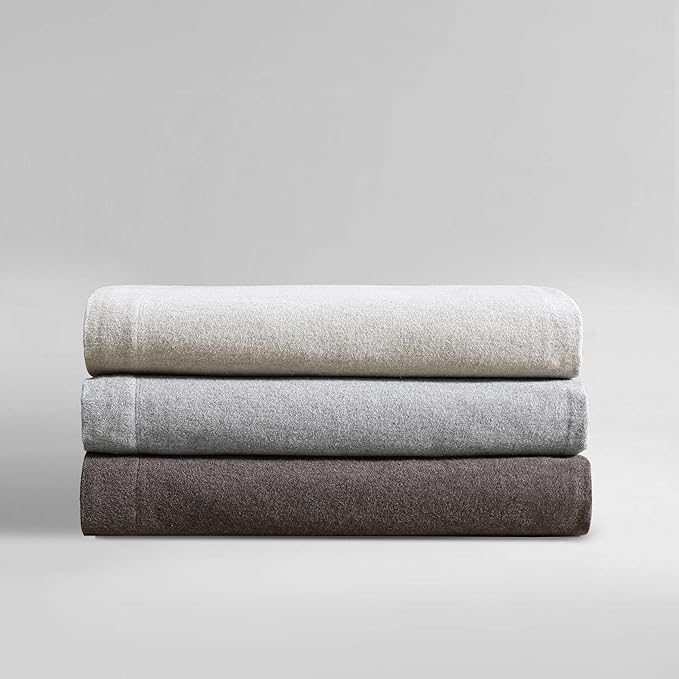 Calvin Klein - Queen Bed Sheets, Soft Melange Flannel Bedding Set with Deep Pockets, Oeko-TEX Certified (Melange Flannel Silver Grey, Queen)