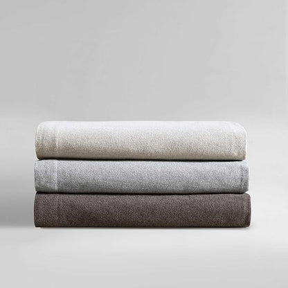 Calvin Klein - Queen Bed Sheets, Soft Melange Flannel Bedding Set with Deep Pockets, Oeko-TEX Certified (Melange Flannel Silver Grey, Queen)