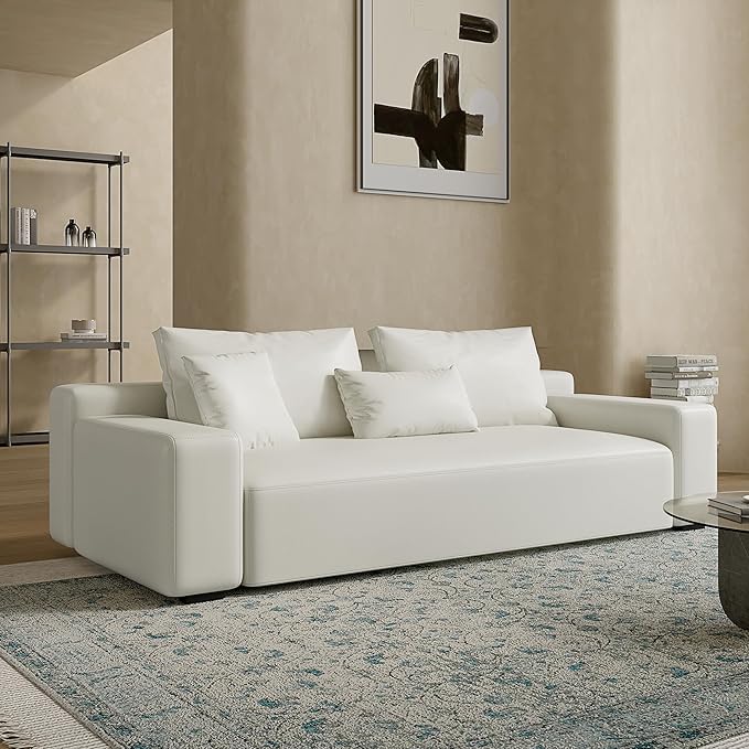 Acanva Modern Oversized Modular L Shaped Sectional Sofa Set for Living Room, Minimalist Style Comfy 4-Seat Corner Couch, 3-Seat, Vegan Leather