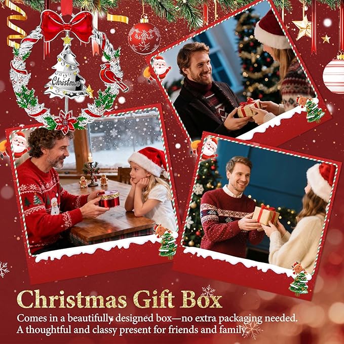 2025 Christmas Ornament for Christmas Tree Decorations, Double-Sided Rotatable Dated 2025 Wreath Ornaments, 3.3x3.3 Inch Ornament for Tree Wreath Door Fireplace Decorative Keepsake Gift