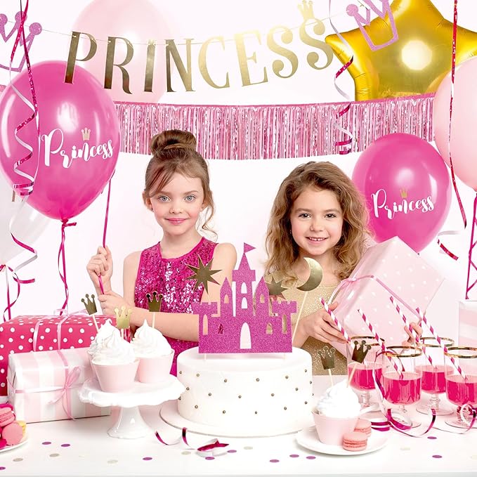 12 Pack 10 Feet Metallic Foil Fringe Garland Tinsel Streamers Banner, Pink Wall Hanging Tinsel Fringe Banners for Parade Floats, Wedding, Birthday, Christmas, New Year Party Decorations