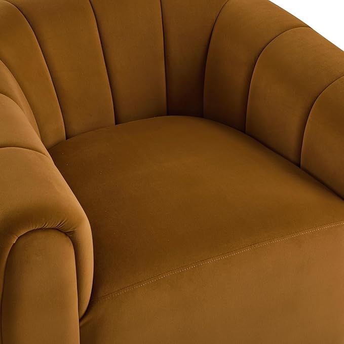 Christopher Knight Home Monroe Velvet Swivel Club Chair,Armchair with 360-Degree Rotation,Upholstered Barrel Swivel Sofa Chair for Living Room/Bedroom,Tufted Back,Thick Cushion, Iron Base, Dark Yellow