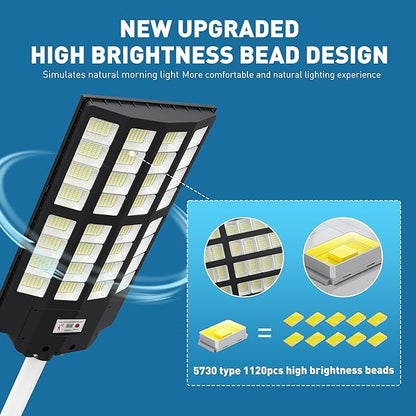 8600W Solar Street Lights Outdoor - Wide Angle Solar Lights Outdoor Motion Sensor, Parking Lot Light Dusk to Dawn,8000K LED Street Light for Commercial,Yard(2 Pack)