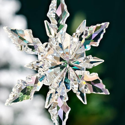 2025 Annual Christmas Ornaments Crystal Snowflake Star - Christmas Tree Ornaments Pendant Crystal Sun Catcher Home Hanging Decor