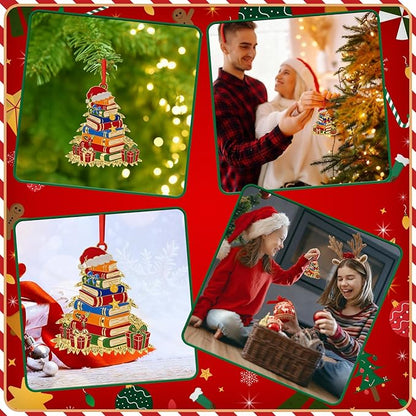Book Ornaments 2025 for Holiday Party Decor, Metal Ornament for Home, Xmas Gift Cute Tree Decorations