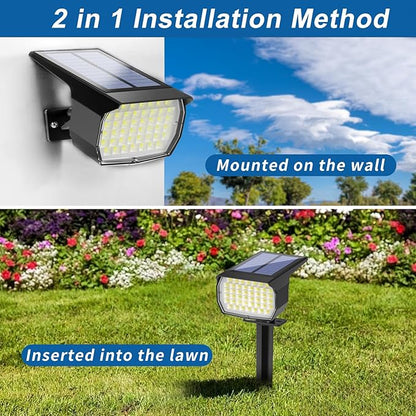 Solar Spot Lights Outdoor Waterproof IP65, 12 Pack Landscape Spotlights with 46 LEDs, 3 Modes Auto On/Off Solar Powered Flood Lights for Outside Pathway, Yard, Garden, Walkway (Cool White)