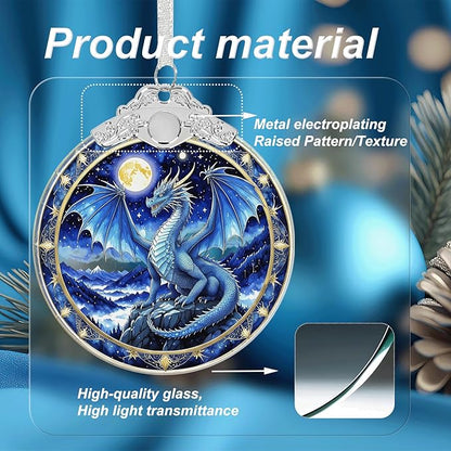 Dragon Ornament Crystal Glass with Gift Box, Christmas Ornaments Dragon Gifts for Girls Boys Women Men, Hanging Ornament for Christmas Tree Decorations, Holiday Keepsake Present Exchange Ideas -02