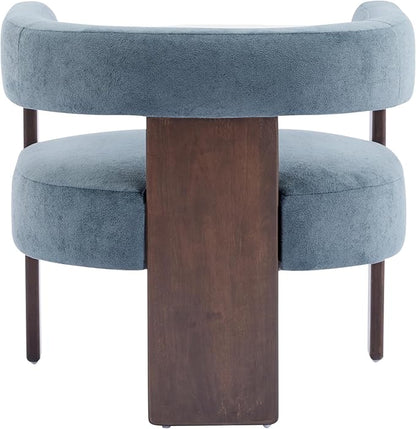 Christopher Knight Home Nettie Modern Accent Chair for Living Room, Velvet Fabric Single Lounge Sofa Chair with Wooden Frame, Comfy Reading Chair for Bedroom, Lounge Armchair with Cushion, Dusky Blue
