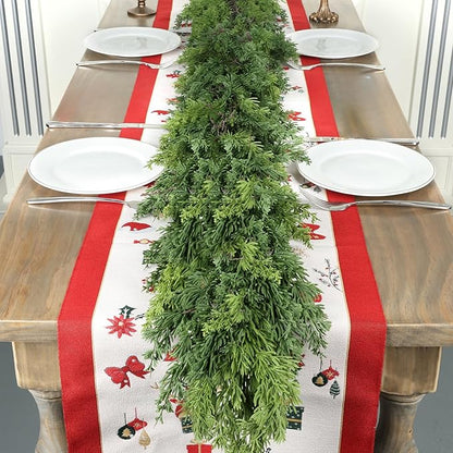 16FT Real Touch Christmas Garland Indoor with Pine Cone Thick and Lush Soft Bendable Mantle Garland Christmas Lifelike Cedar Garland Christmas Garland for Mantle Indoor Christmas Decorations