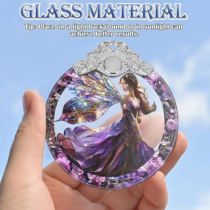 Stained Glass Ornament - Fairy Christmas Decor for Tree, Gift Exchange Ideas