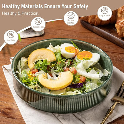 GBHOME 7.5'' Stoneware Pasta Bowls, Serving Bowls Set of 6 for Kitchen, Double Reactive Glaze Bowls for Fruit,Pasta,Salad,Oatmeal,Meal, Microwave Safe (6 pcs)