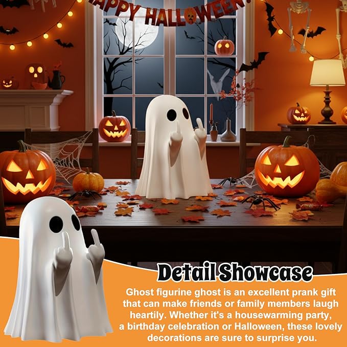 Halloween Ghost Figurine-Spooky & Cute Ghost Statue for Home, Desk, Party Decor | FunnyGhost Halloween Decor Indoor