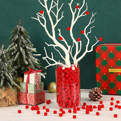 SEPGLITTER Christmas Pom Poms Balls, 1000 Pieces Light Red Pompoms Pom Poms for Crafts Making DIY Holiday Christmas Decorations Supplies (0.4 inch/1 cm )