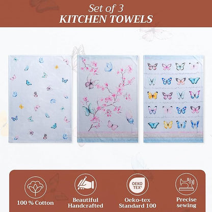 Maison d'Hermine Dish Towels 100% Cotton Absorbent Blossoms in Spring Set of 3 Spring Summer