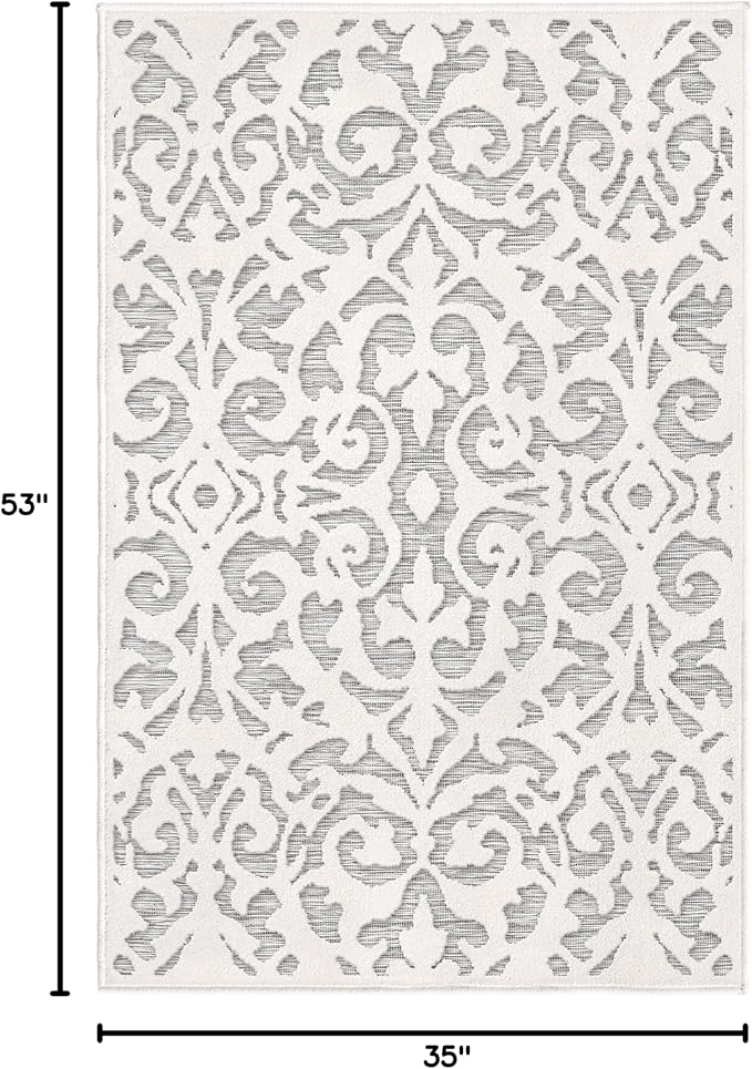 My Texas House Lady Bird Area Rug 2.11x4.5 Indoor Outdoor, Natural Grey