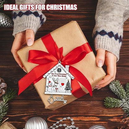 New Home Ornament 2025 Dated First Christmas Ornaments for Tree Decoration Metal House Decor Warming Gifts for Women Men Housewarming Presents for Couple Homeowners