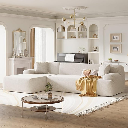 2 Pieces Modular Sectional Sofa - 109" L Shaped Couch, Beige