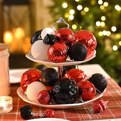 Valery Madelyn 100ct Christmas Tree Decorations Ball Ornament Set, Red and Black Shatterproof Hanging Ornaments Bulk for Xmas Holiday Party Decor