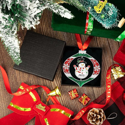 2025 Christmas Ornaments for Tree,Christmas Wreath Ornaments 2025 with Rotatable Tree for Christmas Tree Decorations Holiday Decorative Annual Keepsake Gift (Metal,Silver)