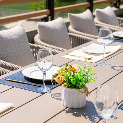 PURPLE LEAF Outdoor Dining Table Set of 15, Aluminum Outdoor Patio Table and Chairs Set with Olefin Cushions, Patio Furniture Set for Garden or Deck, Beige