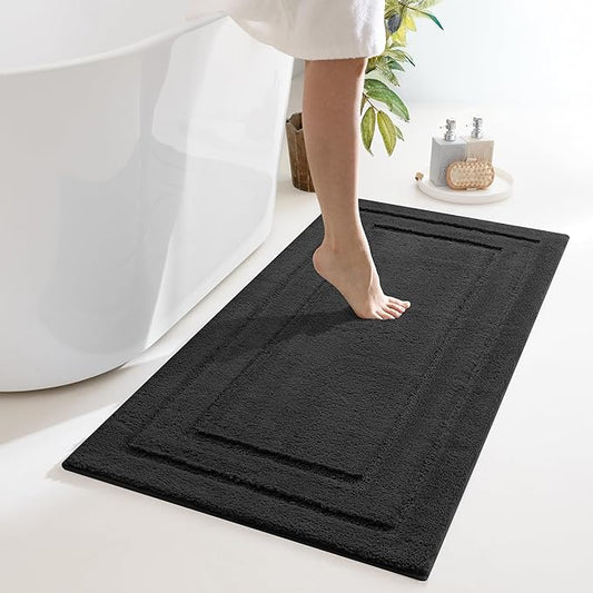GRANNY SAYS Large Bathroom Rugs Non Slip Washable, 24" x 48", Water Absorbent Bath Mats for Bathroom, Thick Soft Shaggy Bath Rug, Microfiber Shower Room Floor Mat Decor, Charcoal Gray