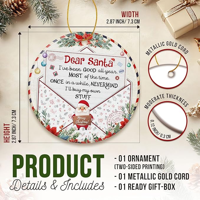 ZAGKOO Funny Christmas Ornaments 2025 - Funny Ornaments for Adults - Hilarious Gag Gifts Christmas for Men Women Coworkers - White Elephant Ornament, Gifts Exchange Idea, Santa Vintage Ornament