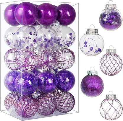Clear Christmas Ball Ornaments, 30ct 2.36" Plastic Shatterproof Christmas Decorations Ornament Xmas Ball Hanging Ornaments for Christmas Tree for Halloween Christmas Party Wedding Anniversary