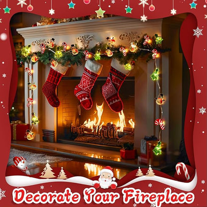 Coquimbo Christmas Lights Decorations, 10FT 30LED Christmas Tree Snowman Crutch String Lights for Home Party Indoor Outdoor Xmas Festive Holiday Decorations