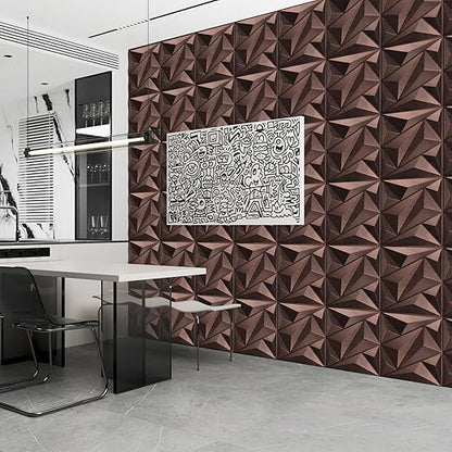Art3dwallpanels Antique Copper 33 Pack 3D Wall Panels for Interior Decor, PVC Textured Wall Panels 12''x12'' Cover 32.Sq.Ft.Antique Copper