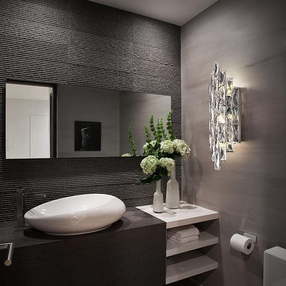 Modern Crystal Chrome Wall Sconces, Wall Light Fixtures, Indoor Wall Lamp, Vanity Wall Mount Lamps for Living Room Bedroom Bathroom Bedside Hallway Stairway