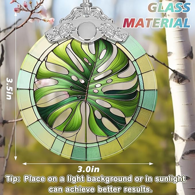 Monstera Leaf Stained Glass Orament - Christmas Ornament - Christmas Decorations for Tree - Holiday Present ldeas - Gift Exchange