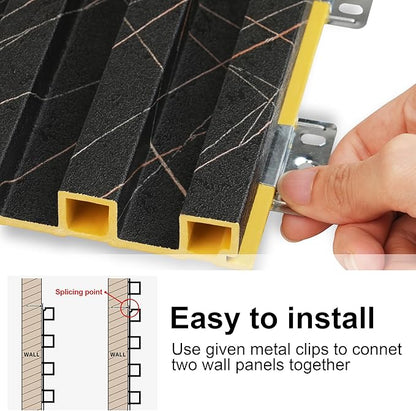 8-Pack WPC Wood Panels for Wall - 96 x 6.6 Inch 3D Acoustic Wall Panels, Waterproof and Easy Installation, Accent Slat Wall Paneling for Living Room, Office, Granite