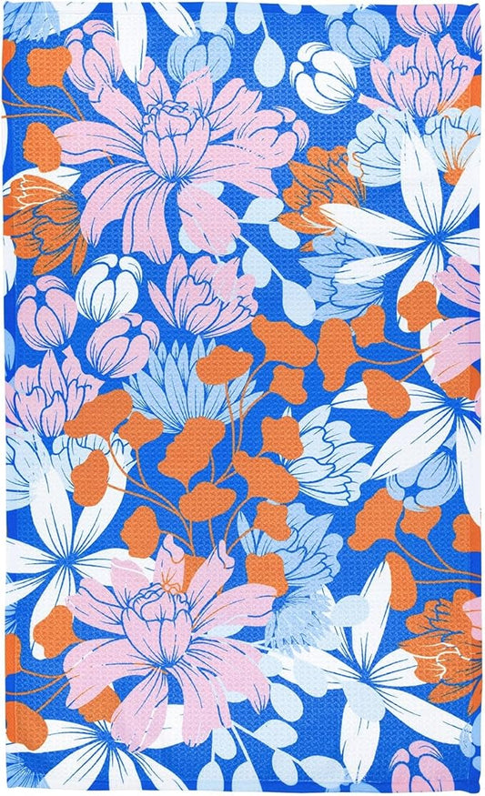 Modern Style Premium Kitchen Tea Towel Super Absorbent Fast Drying Microfiber Tropical Bloom