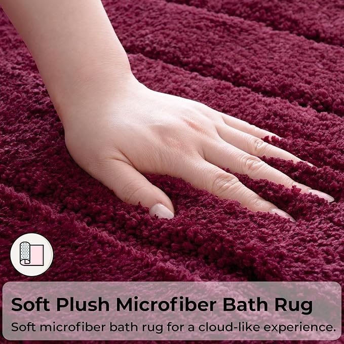 GRANNY SAYS Bathroom Rugs Non Slip, 16" x 24", Bath Rugs for Bathroom Washable, Bath Mats for Floor, Microfiber Bath Mat for Tub, Absorbent Bath Rugs for Shower Room, Strawberry Red