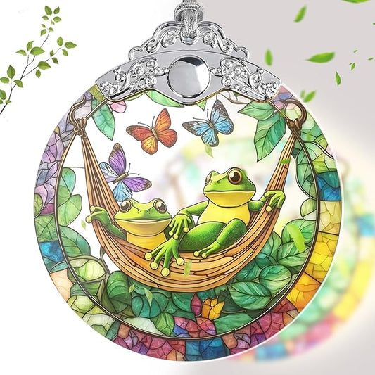 Stained Glass Frog Ornaments, Frog Christmas Decoration for Tree, Vintage Christmas Decorations Tree Ornaments