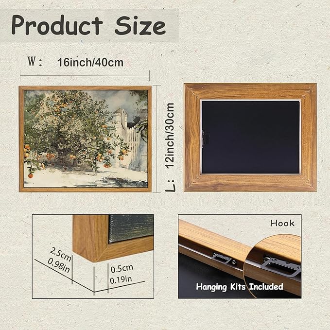 KBKBART Framed Vintage Kitchen Wall Art Prints Orange Tree Watercolor Oil Painting, Rustic Kitchen Sign Canvas Wall Art for Dining Room, Bedroom, Living Room, Farmhouse, Gallery, Vintage Pictures Wall Decor(12"x16")