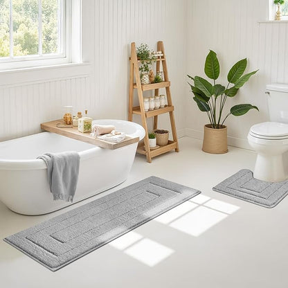 GRANNY SAYS Gray Bathroom Rug Mat, Bath Mats for Bathroom Non-Slip, Super Soft and Water Absorbent, Extra Large Bath Rugs, Microfiber Bath Rugs for Floor, Tub and Shower, 59" x 20"