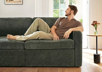 HONBAY Sectional Couch with Storage Seats, Modular Sectional Sofa with Storage Ottoman, U Shaped Sectional Couches for Living Room,Green