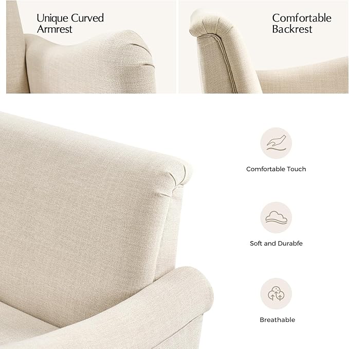 EcoHarbor Living 50.5" Mid-Century Modern Couch, Upholstered Sofa with Armrests, Stripe Mini Couches for Small Spaces, Living Room, Bedroom, Office, Apartment, Linen