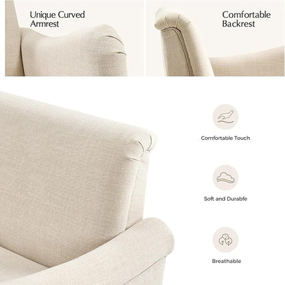 EcoHarbor Living 50.5" Mid-Century Modern Couch, Upholstered Sofa with Armrests, Stripe Mini Couches for Small Spaces, Living Room, Bedroom, Office, Apartment, Linen