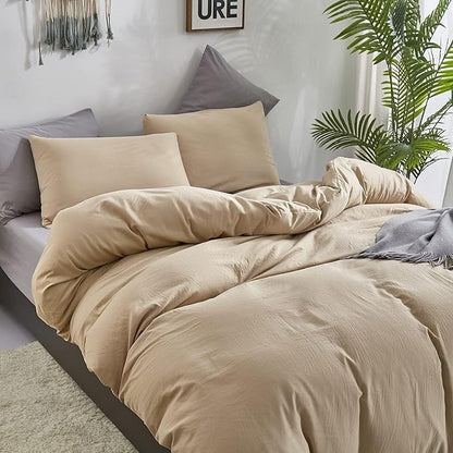 CLOTHKNOW Champagne King Size Comforter Set Tan Bedding Comforter Sets All Season Light Brown Comforter Taupe Comforter with 2 Pillow Cases